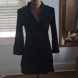 Tunic top/dress never worn black with green